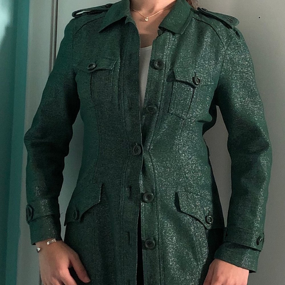 ICEBERG JEANS Vintage Style Green Long Overcoat